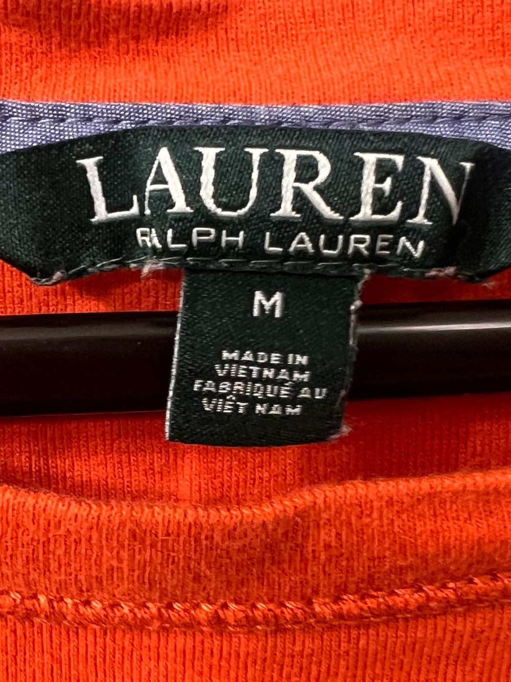 Lauren Ralph Lauren Orange Cotton Button Shoulder Tee Women’s Medium Preppy - Picture 6 of 7